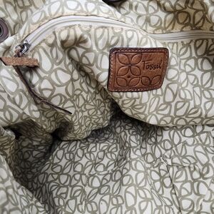 Fossil Hobo Bag - Cream and Brown Pattern
